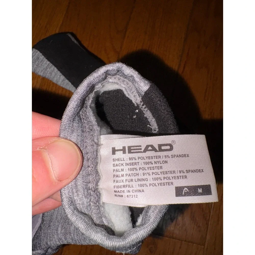 Head Womens Medium Hybrid Running Gloves Grey Pink Touchscreen Faux Fur Lined